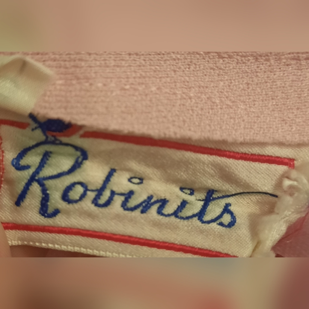 Vintage Pink Sheath Dress with Bishop Sleeves and Mock Neck - Picture 6 of 12